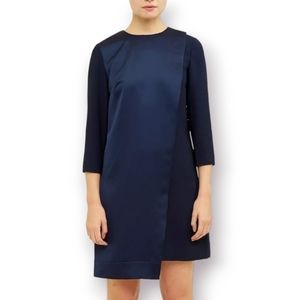 Ted Baker Colour By Numbers Navy Maon Shift Dress With Front Flap Size 1 / US 4